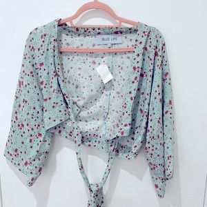 Blue Life Bali Floral Wrap Top - Small